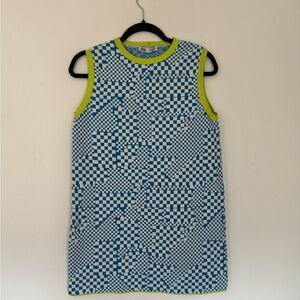 Blue and white printed shift dress from Zara